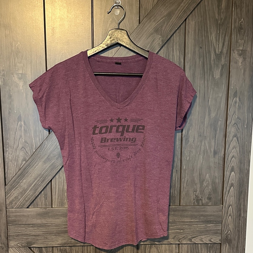 Women's purple Graphic V-Neck Torque brewery Tee